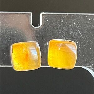 Elegant Amber Square Stud Earrings